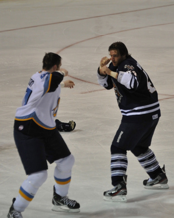 # 44 TJ Reynolds and # 27 Riley Emmerson of the Toledo Walleye 02-17-2012